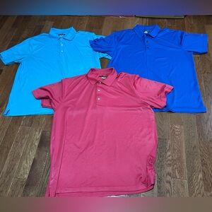 Greg Norman Collection Polo Shirt Trio - Aqua, Royal Blue, and Pink